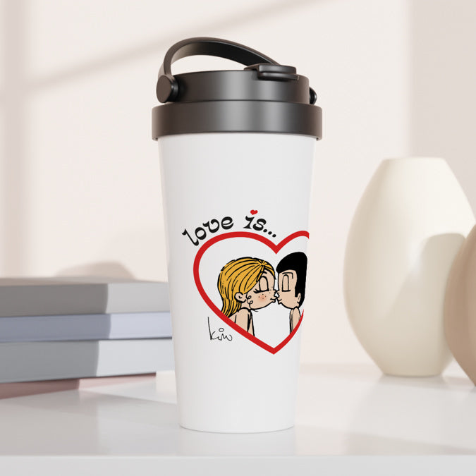 LOVE IS... ...A KISS STAINLESS STEEL TRAVEL MUG