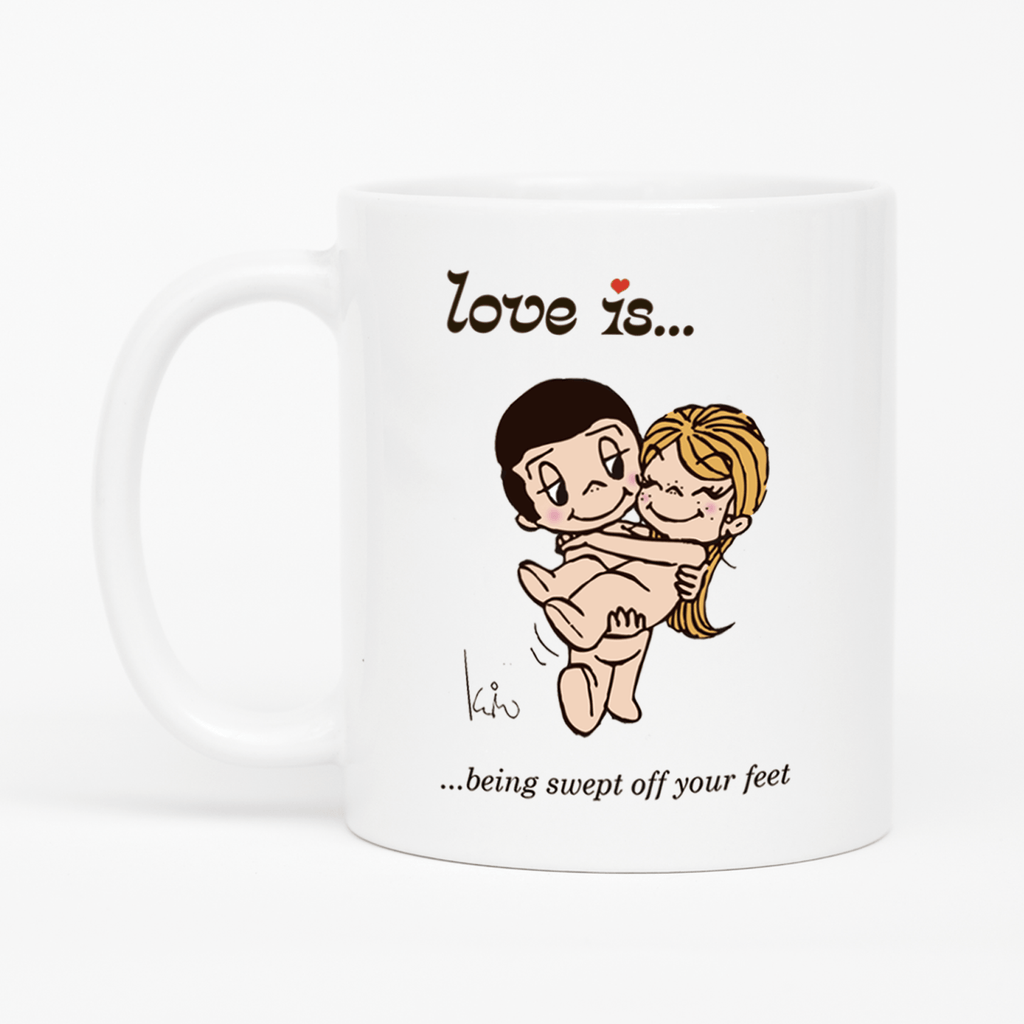 Love is... being swept off your feet  personalized ceramic mug by Kim Casali. 