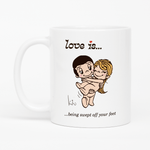 Load image into Gallery viewer, Love is... being swept off your feet  personalized ceramic mug by Kim Casali. 
