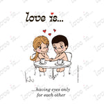 Load image into Gallery viewer, Love is... having eyes only for each other personalized poster art print by Kim Casali. 
