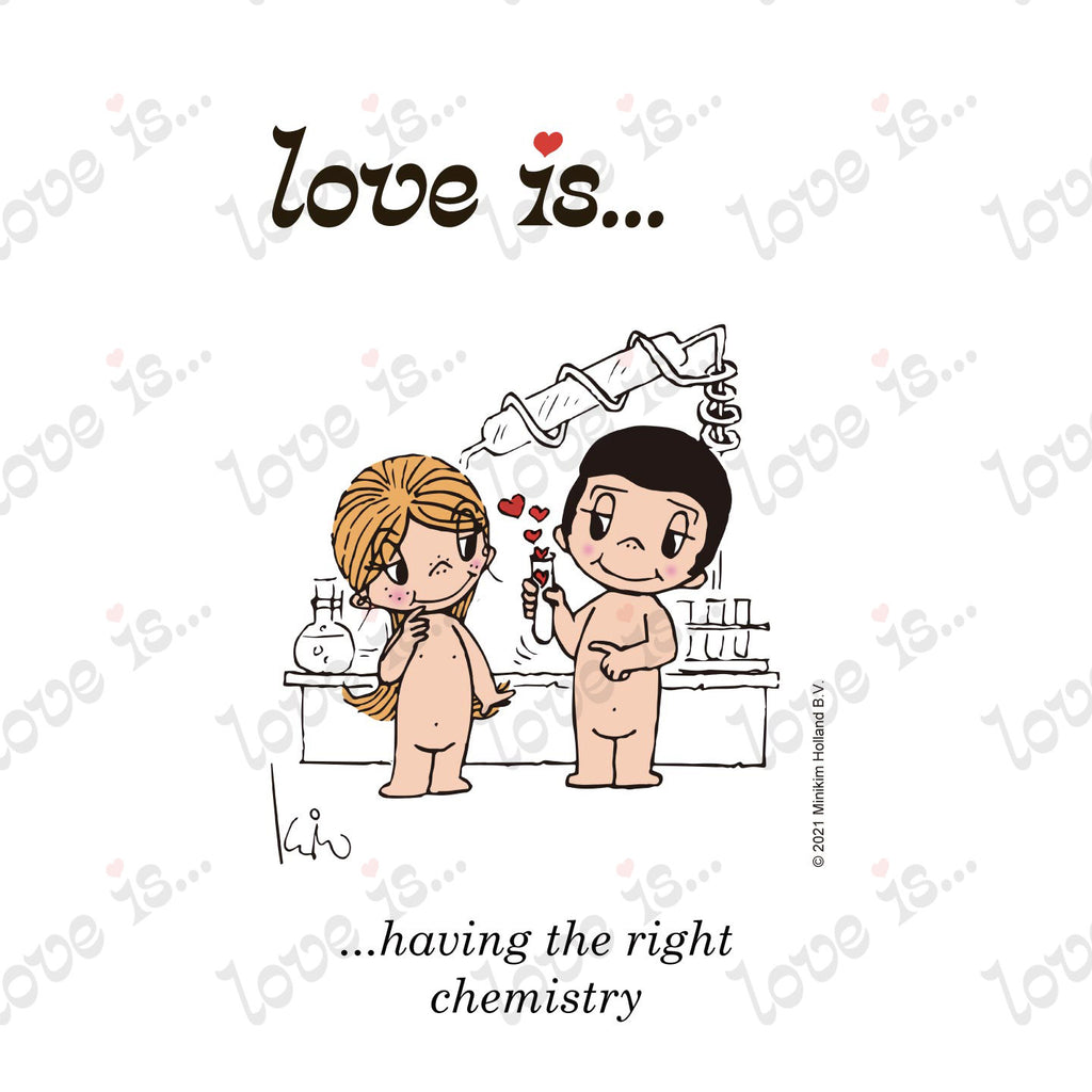 Love is... having the right chemistry personalized poster art print by Kim Casali. 