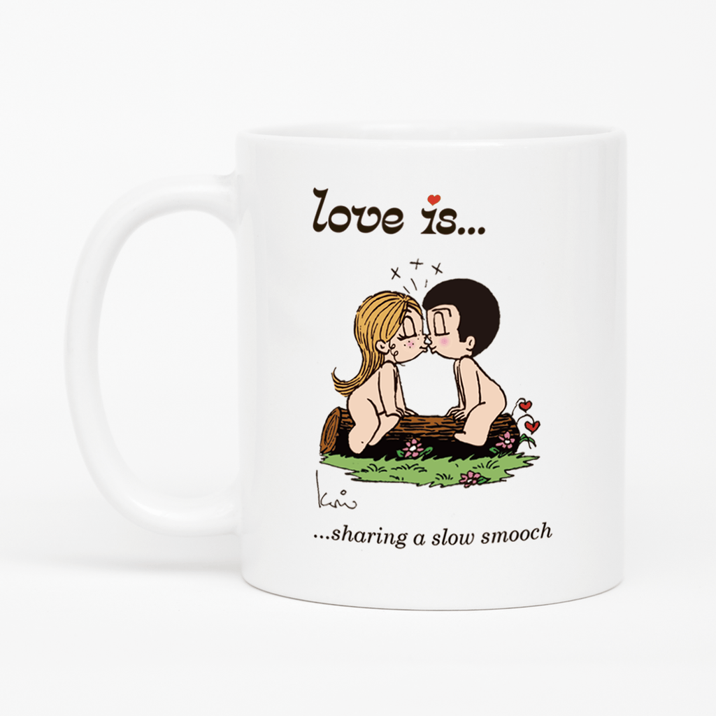 Love is... sharing a slow smooch  personalized ceramic mug by Kim Casali. 