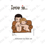 Load image into Gallery viewer, Love is... someone to lean on personalized poster art print by Kim Casali. 
