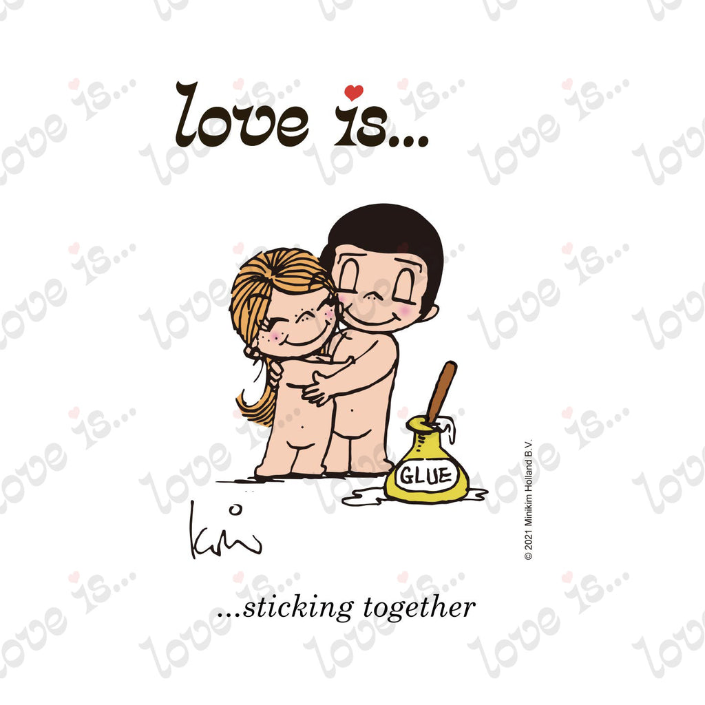 Love is... sticking together personalized poster art print by Kim Casali. 