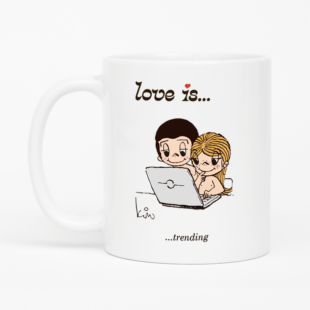 Love is... trending  personalized ceramic mug by Kim Casali. 
