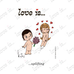 Load image into Gallery viewer, Love is... uplifting personalized poster art print by Kim Casali. 
