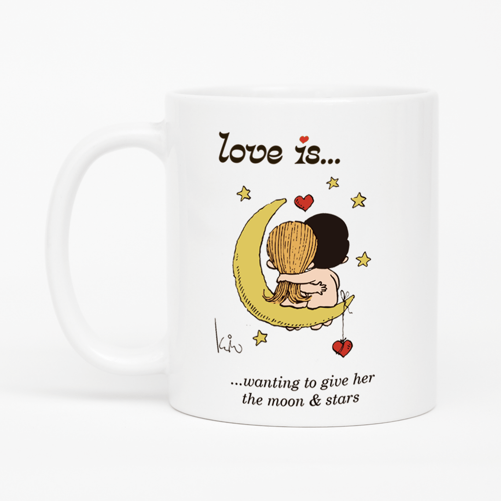 Love is... wanting to give her the moon and stars  personalized ceramic mug by Kim Casali. 