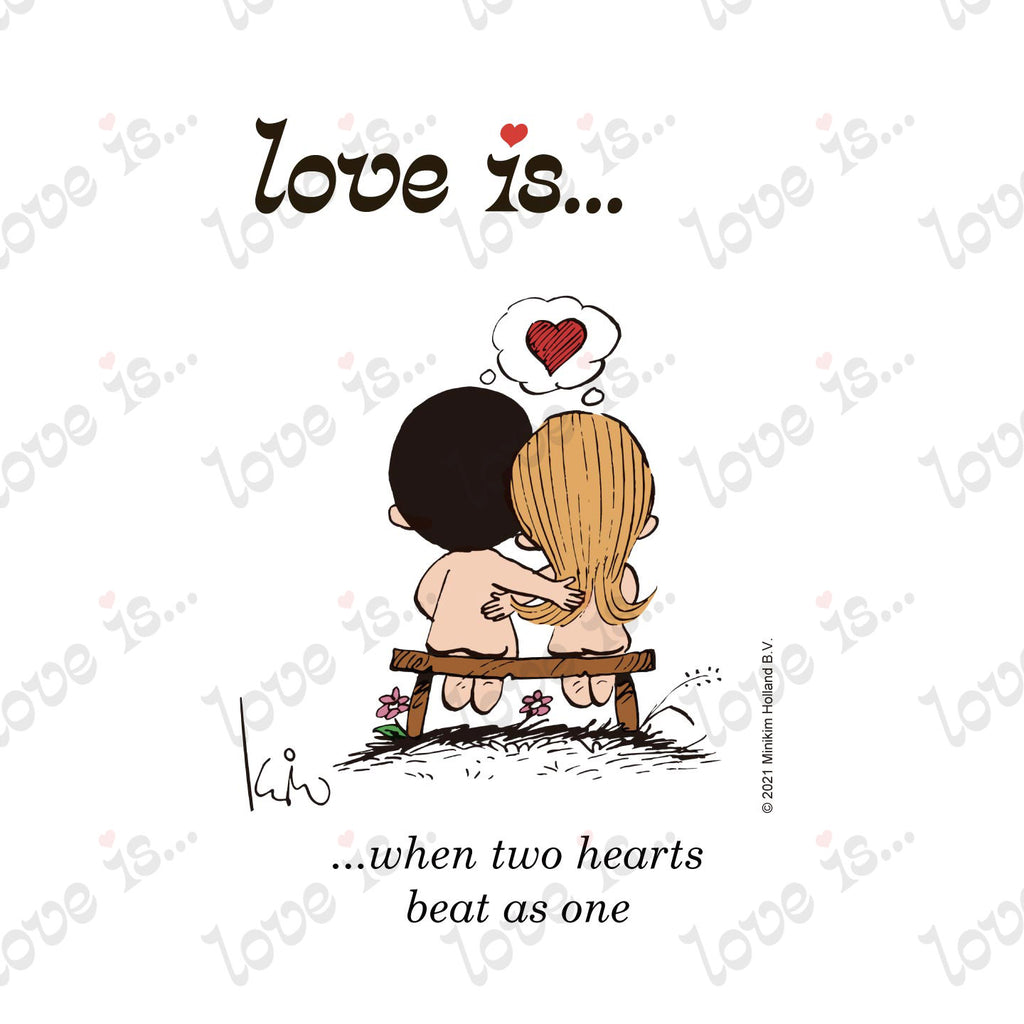 Love is... when two hearts beat as one personalized poster art print by Kim Casali. 